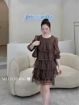 <Đầm Bầu Quynhanhhoue> (NH CLOTHING)Váy suông váy tơ tầng viền ren M11973 sm 5