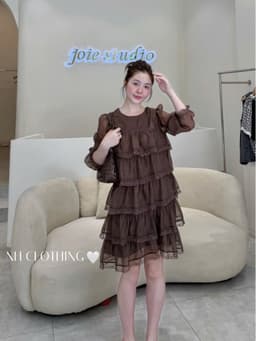 <Đầm Bầu Quynhanhhoue> (NH CLOTHING)Váy suông váy tơ tầng viền ren M11973 sm 3