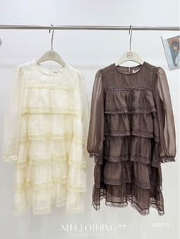 <Đầm Bầu Quynhanhhoue> (NH CLOTHING)Váy suông váy tơ tầng viền ren M11973 sm 7