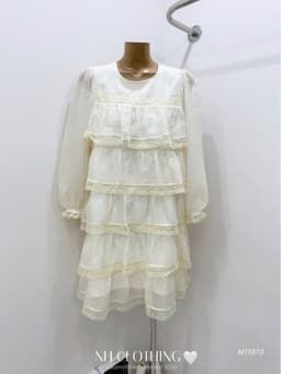 <Đầm Bầu Quynhanhhoue> (NH CLOTHING)Váy suông váy tơ tầng viền ren M11973 sm 9
