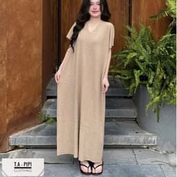 <Đầm Bầu Quynhanhhoue> (QC) Váy len motogi dáng cổ tim xuông Em về 4 màu Tím than - nâu - đen - be freesize 5