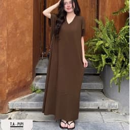 <Đầm Bầu Quynhanhhoue> (QC) Váy len motogi dáng cổ tim xuông Em về 4 màu Tím than - nâu - đen - be freesize 4