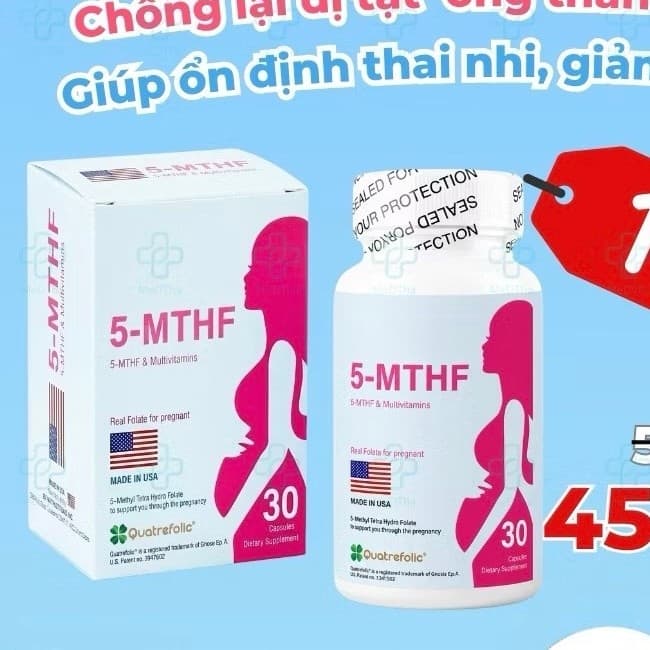 5 MTHF (hộp 30 viên) viên uống bổ sung Acid Folic / Folate, Sắt, Vitamin Tổng Hợp, Hỗ Trợ Sinh Sản, Ngăn Dị Tật Thai Nhi