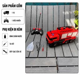 Xe cứu hoả điều khiển biến hình robot , xoay 360 có phun nước , đèn nhạc ,pin sạc,nhựa abs 7