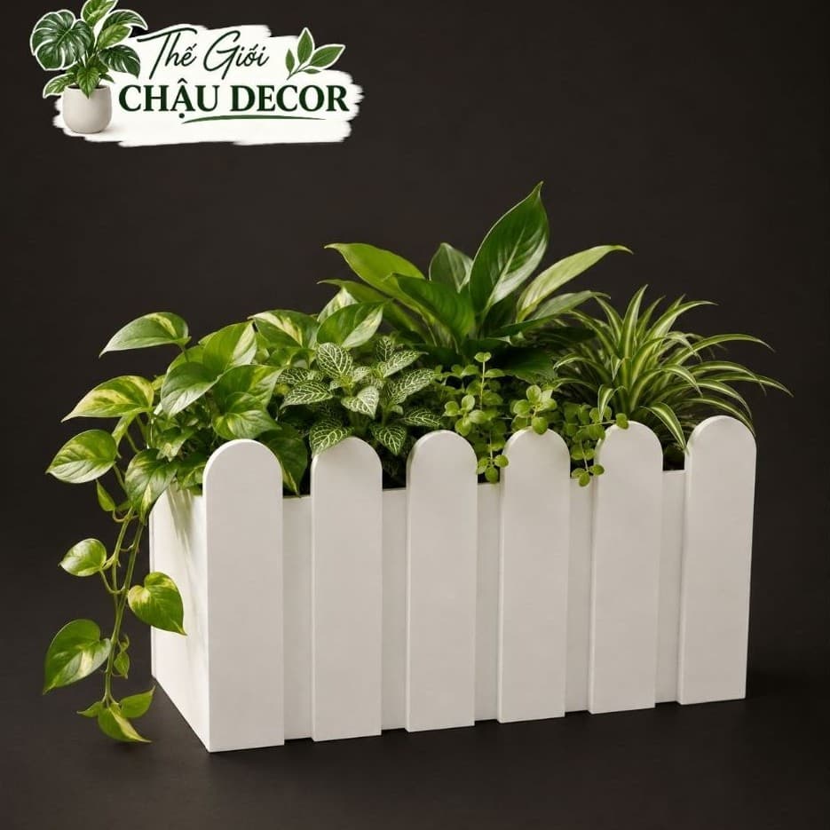 Chậu nhựa composite hàng rào, chậu trồng cây nhiều kích thước  siêu nhẹ độ bền cao