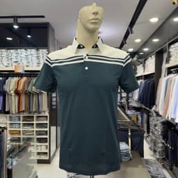 Áo polo nam Owen màu xanh trắng kẻ ngang body fit APV262060 1