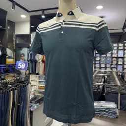 Áo polo nam Owen màu xanh trắng kẻ ngang body fit APV262060 5