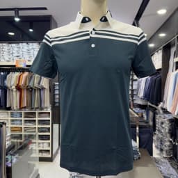 Áo polo nam Owen màu xanh trắng kẻ ngang body fit APV262060 4