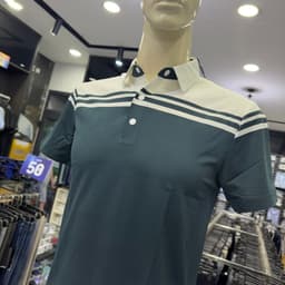 Áo polo nam Owen màu xanh trắng kẻ ngang body fit APV262060 2