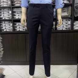 Quần âu nam Owen màu xám xanh tím than kẻ slim fit tăng đơ 2 cạp vải poly QST262075 1