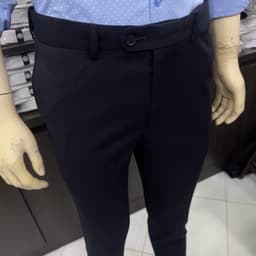 Quần âu nam Owen màu xám xanh tím than kẻ slim fit tăng đơ 2 cạp vải poly QST262075 2