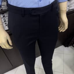Quần âu nam Owen màu xanh tím than kẻ regular fit tăng đơ 2 cạp vải poly QRT262076 2