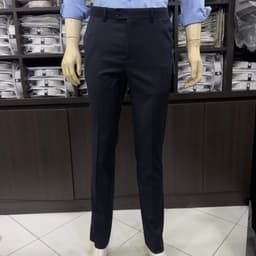Quần âu nam Owen màu xanh tím than kẻ regular fit tăng đơ 2 cạp vải poly QRT262076 1