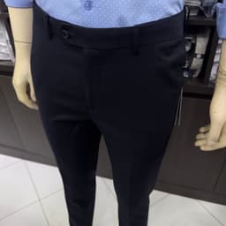 Quần âu nam Owen màu xanh tím than kẻ regular fit tăng đơ 2 cạp vải poly QRT262076 4