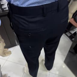 Quần âu nam Owen màu xanh tím than kẻ regular fit tăng đơ 2 cạp vải poly QRT262076 7
