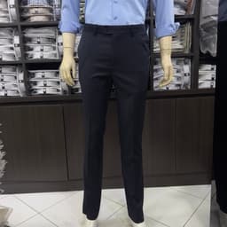 Quần âu nam Owen màu xanh tím than kẻ regular fit tăng đơ 2 cạp vải poly QRT262076 5
