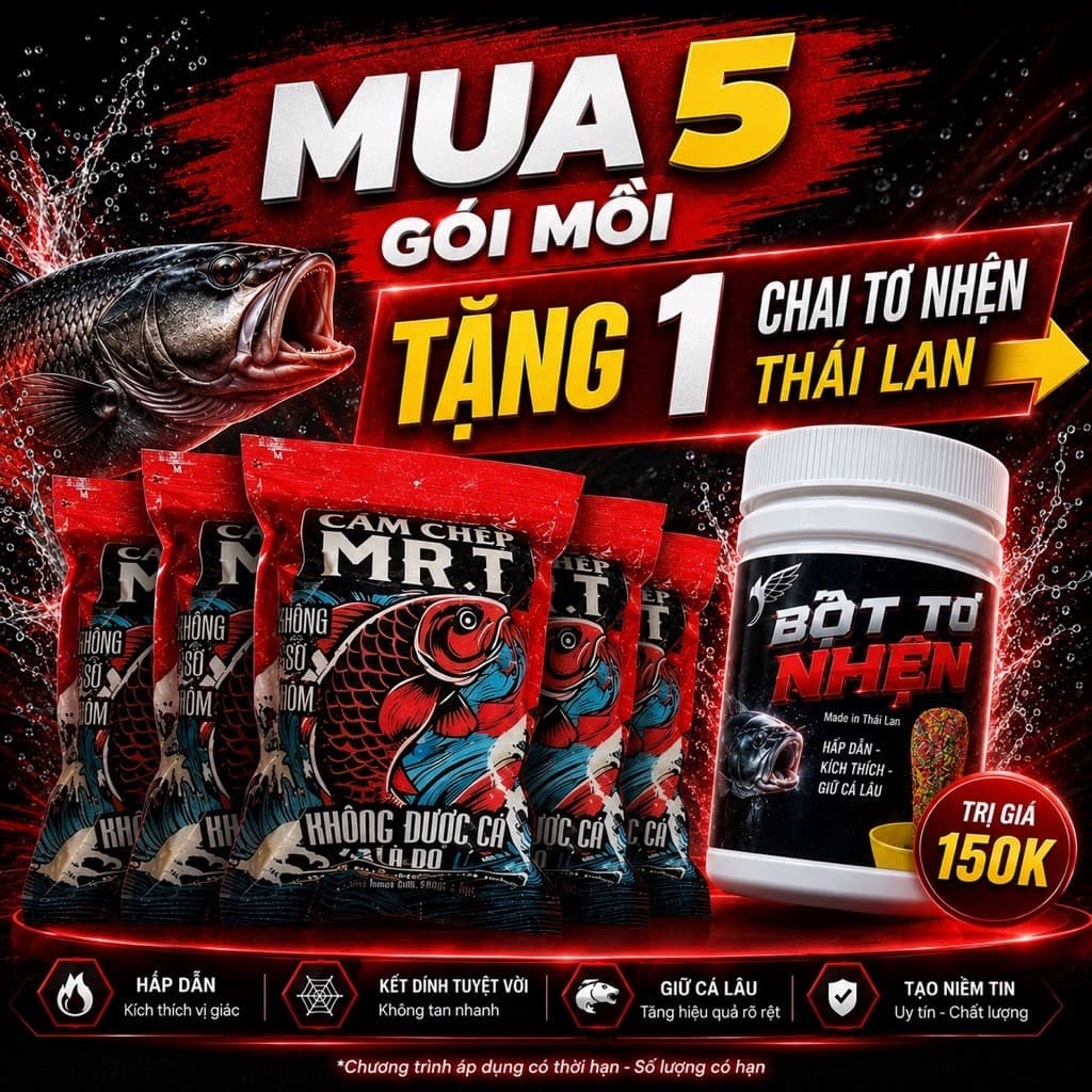 [Mua 5 gói mồi Tặng 1 tơ nhện Thái] Cám Chép MR.T 500g - Có vị thơm dẫn dụ cá Chép với công thức đặc biệt