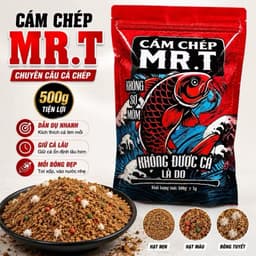 [Mua 5 gói mồi Tặng 1 tơ nhện Thái] Cám Chép MR.T 500g - Có vị thơm dẫn dụ cá Chép với công thức đặc biệt 3