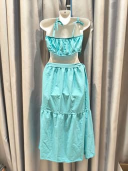 [Hàng thanh lý] Set váy thun lạnh xanh size S hàng si secondhand 3