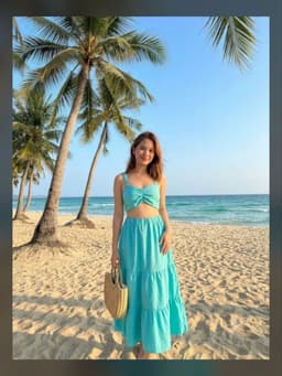 [Hàng thanh lý] Set váy thun lạnh xanh size S hàng si secondhand 1