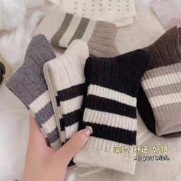 Tất Nữ Chất Cotton Cổ Cao Kẻ Sọc Ngang Set 10 Đôi  Siêu Xinh 6
