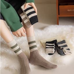 Tất Nữ Chất Cotton Cổ Cao Kẻ Sọc Ngang Set 10 Đôi  Siêu Xinh 3