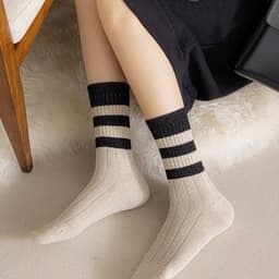 Tất Nữ Chất Cotton Cổ Cao Kẻ Sọc Ngang Set 10 Đôi  Siêu Xinh 4