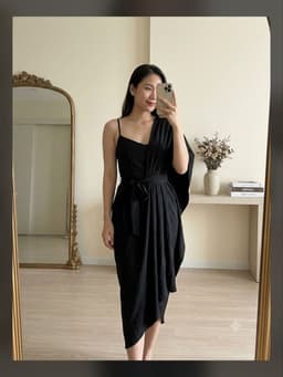 [Hàng thanh lý] Đầm tiệc đen voan tơ dài kiểu lệch vai 2hand váy si 1