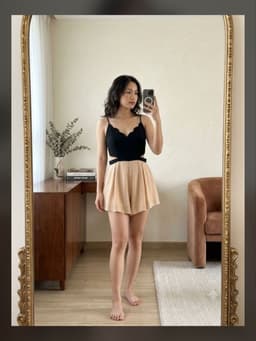 [Hàng thanh lý] Jumsuit khoét eo áo vải tây phối quần voan 2 lớp đen nâu be hàng si secondhand 1