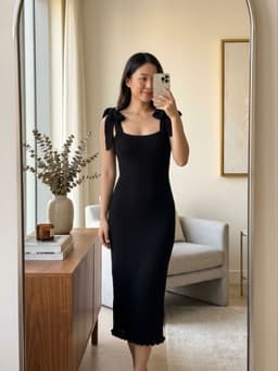 [Thanh lý] Đầm thun đen body dài buộc nơ vai 2 lớp dày dặn thu đông váy si tuyển 1