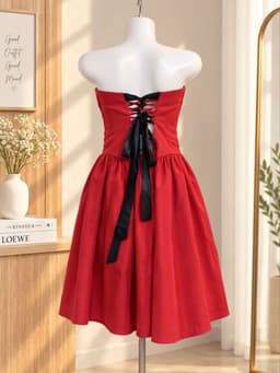 [Thanh lý] Váy quây thun đỏ 2 lớp co giãn nhẹ dây điều chỉnh sau lưng có mút ngực size S đầm si 4