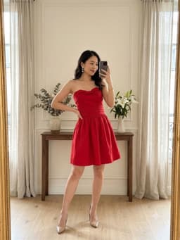 [Thanh lý] Váy quây thun đỏ 2 lớp co giãn nhẹ dây điều chỉnh sau lưng có mút ngực size S đầm si 1