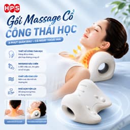 Gối Massage Cổ Gáy Tại Nhà Công Thái Học HPS Giúp Kéo Dãn Đốt Sống Cổ, Thư Giãn, Giảm Đau Mỏi Cổ Vai Gáy Hiệu Quả QM-S 3