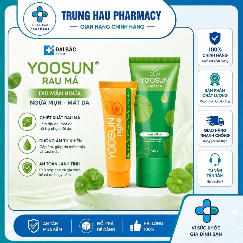 Combo chăm da thâm mụn Kem bôi da Yoosun Rau Má 25g + Kem bôi da Yoosun Nghệ 25g