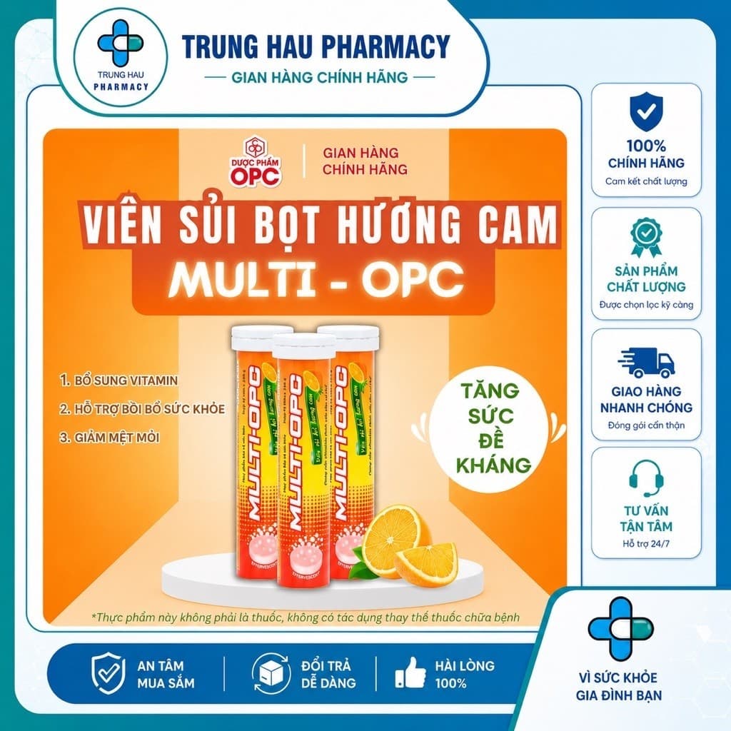 Viên Sủi Multi-OPC - Bổ sung vitamin C và khoáng chất, tăng cường sức khỏe