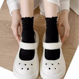 Set 5 Đôi Vớ Mỏng Bằng Lụa Lạnh Phối Ren Cổ Bèo Thời Trang Mùa Hè Cổ Điển Cho Nữ tcc13 3
