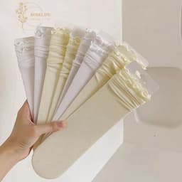 Set 5 Đôi Vớ Mỏng Bằng Lụa Lạnh Phối Ren Cổ Bèo Thời Trang Mùa Hè Cổ Điển Cho Nữ tcc13 9