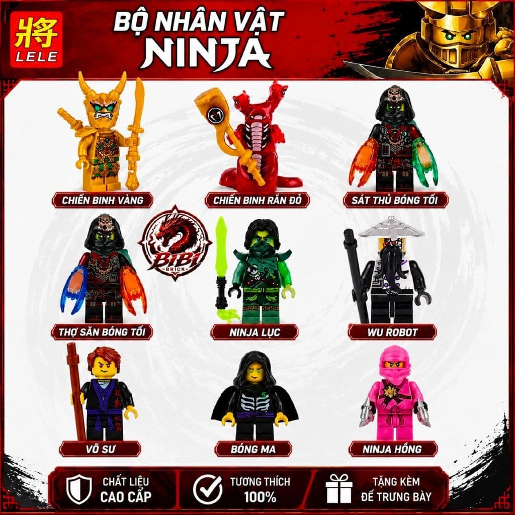 [IN LƯNG][2 MẶT][Sẵn Hàng]Mô Hình Lắp Ghép Nhân Vật Phản Diện-Minifigures Ninjago-Krux,Acronix,Lloyd Nhỏ,Zane Hồng,Morro