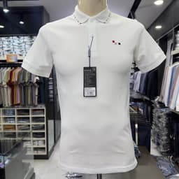 Áo polo nam Owen màu trắng body fit vải cotton APV262013 4