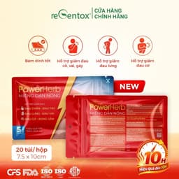 Miếng Dán Nóng Thảo Mộc PowerHerb Giữ Ấm Giảm Nhức Mỏi Cơ Xương Khớp Vùng Lưng Vai Gáy - 1 Hộp 20 Miếng 2