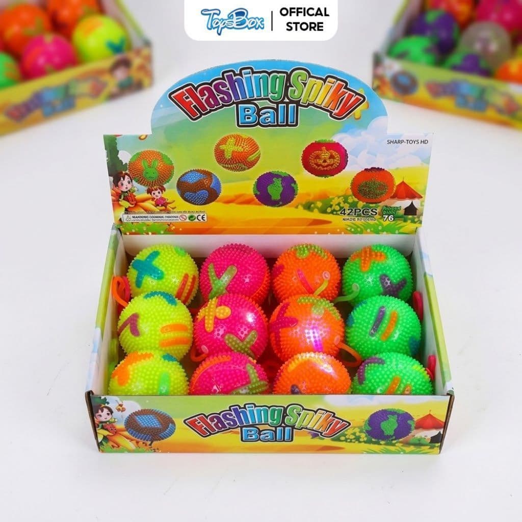 Bóng Gai Mềm Phát Sáng 10cm Cho Bé - Phát Sáng Vui Nhộn Hộp 12 quả