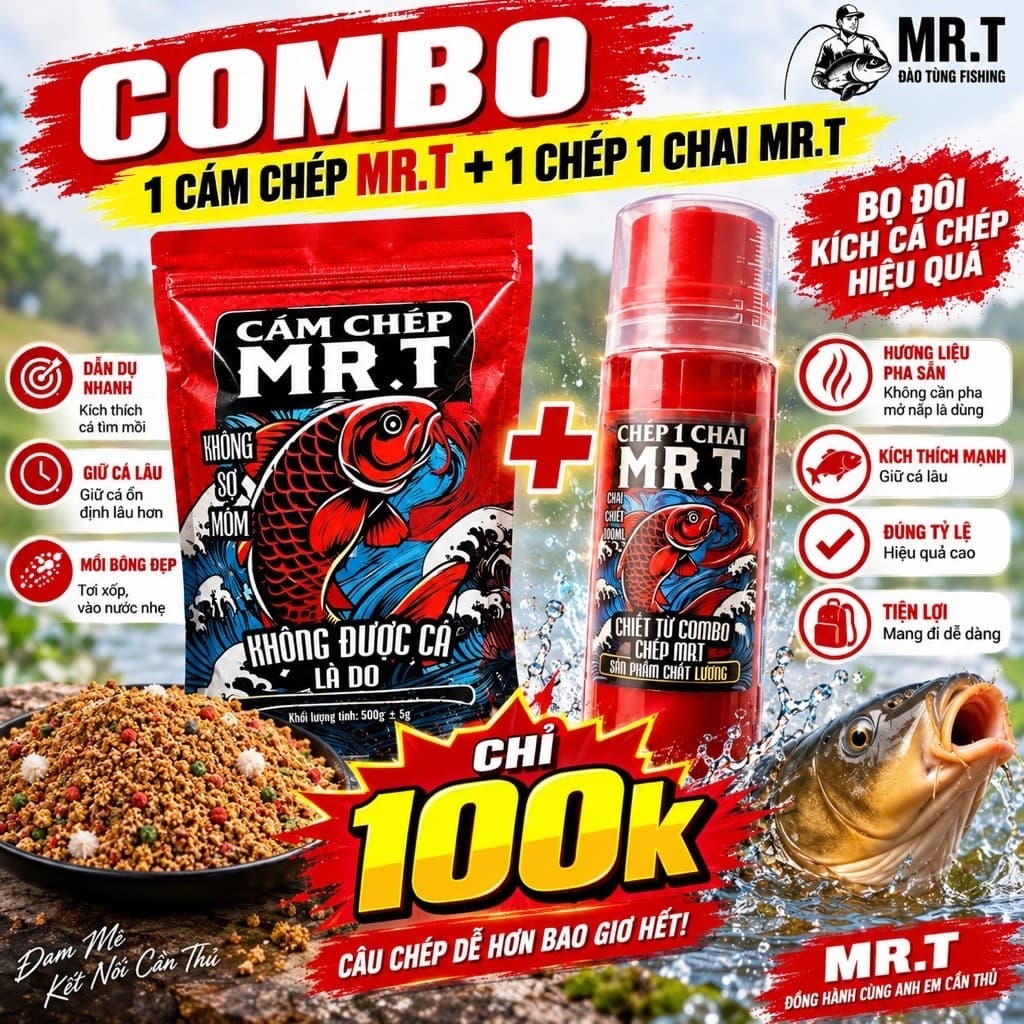 [Combo chỉ 100k] Combo Cám và Hương Liệu MR.T chuyên câu Chép Giòn, Chép Cũ, Chép Mới