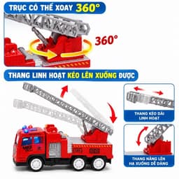 Xe cứu hoả đồ chơi chạy pin , có đèn ,nhạc xe cứu hoả , mô phỏng âm thanh sống động chân thực ( Tặng kèm pin ) 5