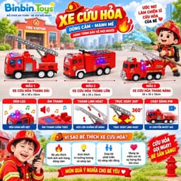 Xe cứu hoả đồ chơi chạy pin , có đèn ,nhạc xe cứu hoả , mô phỏng âm thanh sống động chân thực ( Tặng kèm pin ) 3