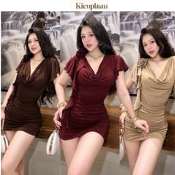 (Bigsize S-3XL) Đầm Body Nữ Dáng Ôm Cổ Vuông Nhún Eo Tay Loa Sang Chảnh Dự Tiệc Kieupham.shop 8