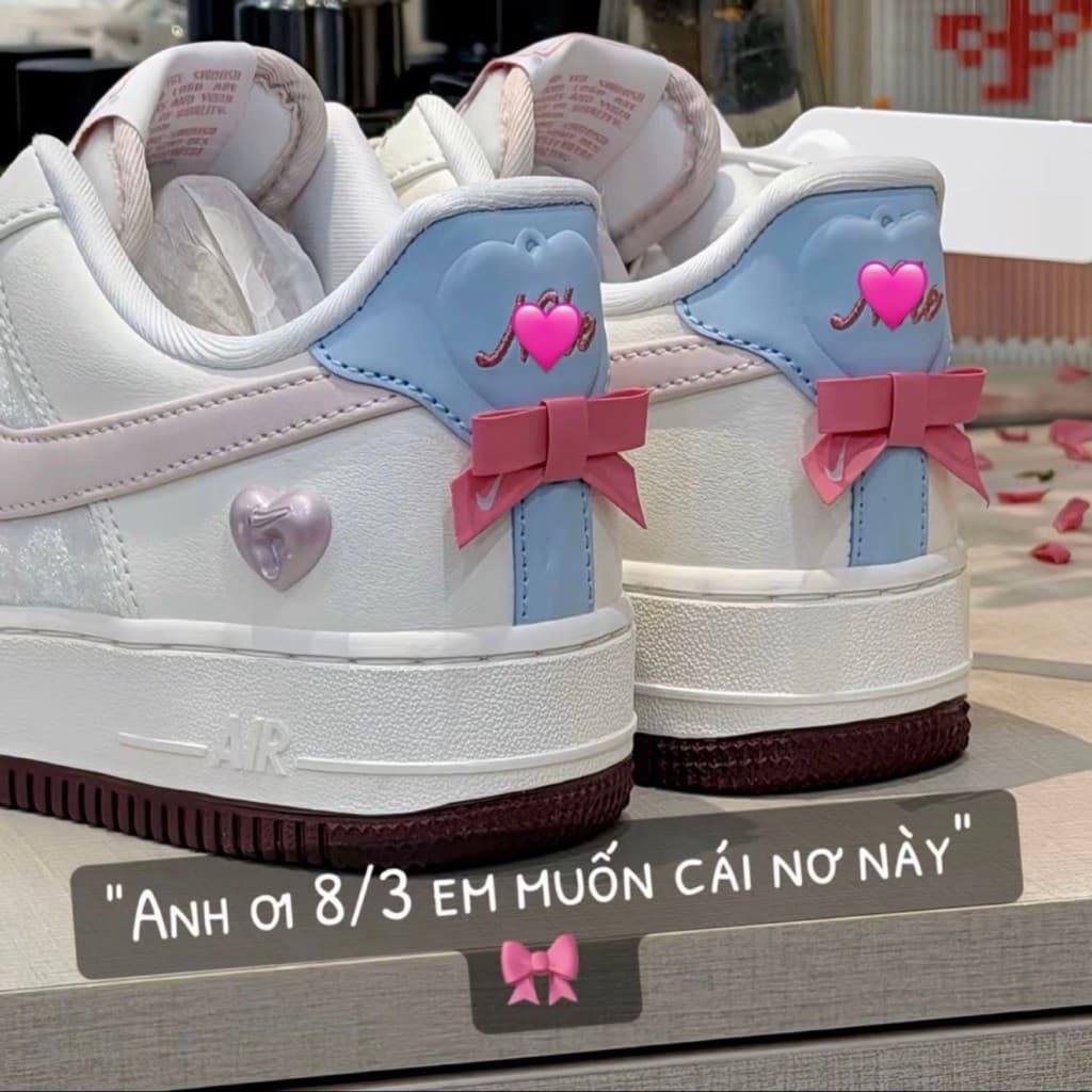 [Ảnh Thật] Box bv, Sneaker N Valentine Hồng Trắng poposneaker