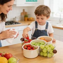 Giỏ thoát nước 5 ngăn mới 360° Khay đựng trái cây và đồ ăn nhẹ đa năng có thể xoay được cho nhà bếp 2