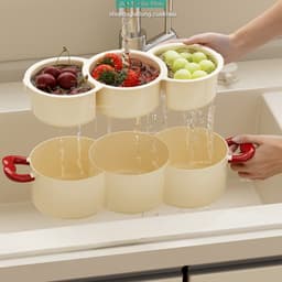 Giỏ thoát nước 5 ngăn mới 360° Khay đựng trái cây và đồ ăn nhẹ đa năng có thể xoay được cho nhà bếp 6