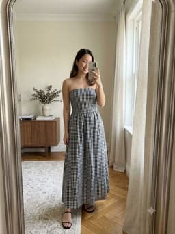 [2hand] Váy đầm caro quây size S 2 lớp cúp ngực lưng chun hàng thanh lý 1