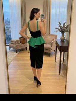 [2hand] Đầm tiệc kiểu phối xanh đen vải tây cát dày dặn lên form đồ si 2